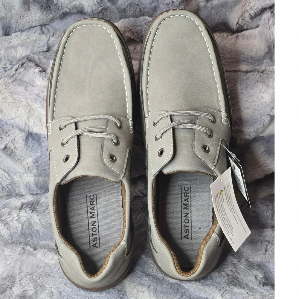 NWT Aston Marc Newport Mens Grey‎ Boat Shoes Moccasins Size 13
